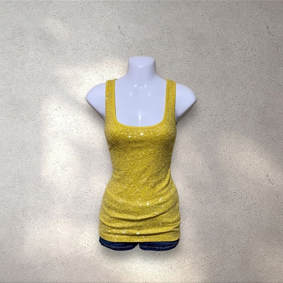 Old Navy Yellow Sequined Tank Top - Picture 1 of 3